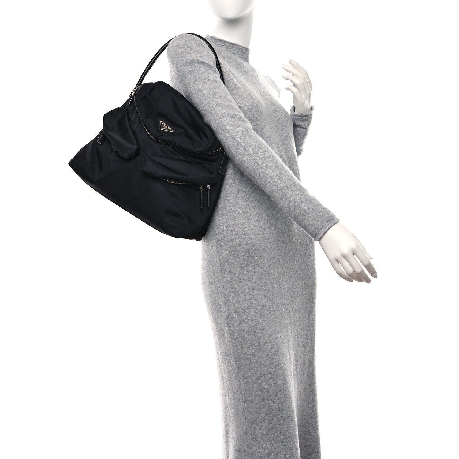 Prada Nylon Tessuto Nappa Symbols Signaux Hobo Bag Black 3 of 9