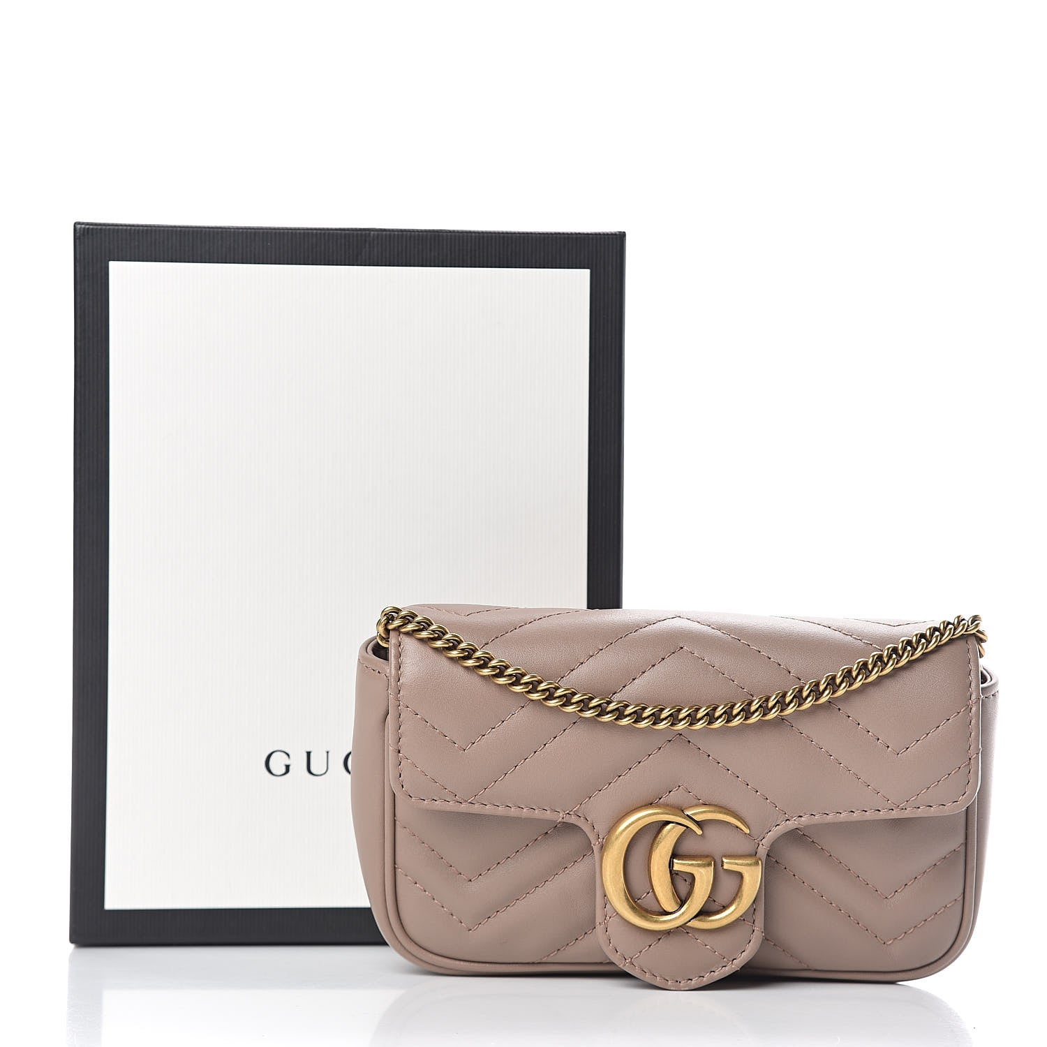 Gucci Calfskin Matelasse Super Mini GG Marmont Shoulder Bag Porcelain Rose 10 of 10