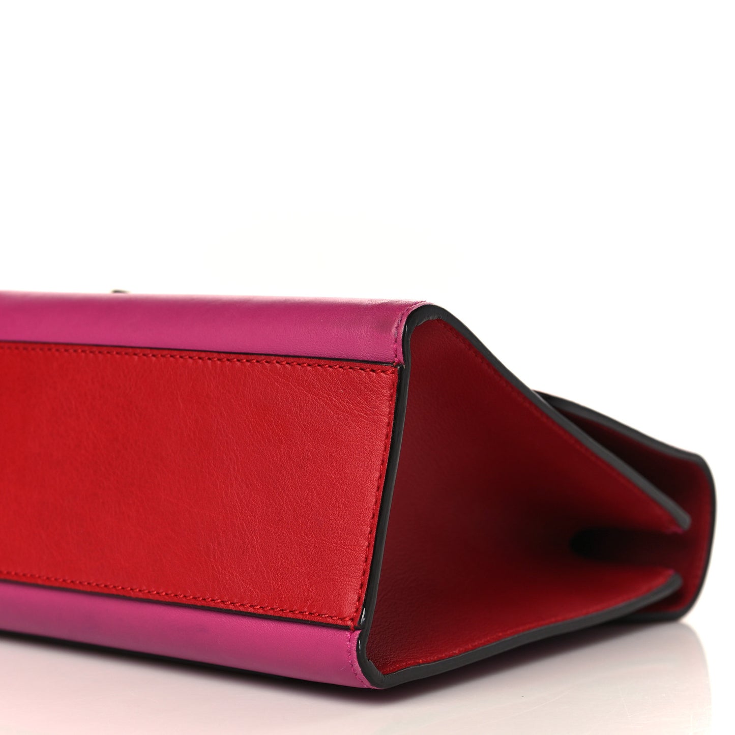 Moon Calfskin Bi-Color Medium Padlock Shoulder Bag New Rosette Hibiscus Red