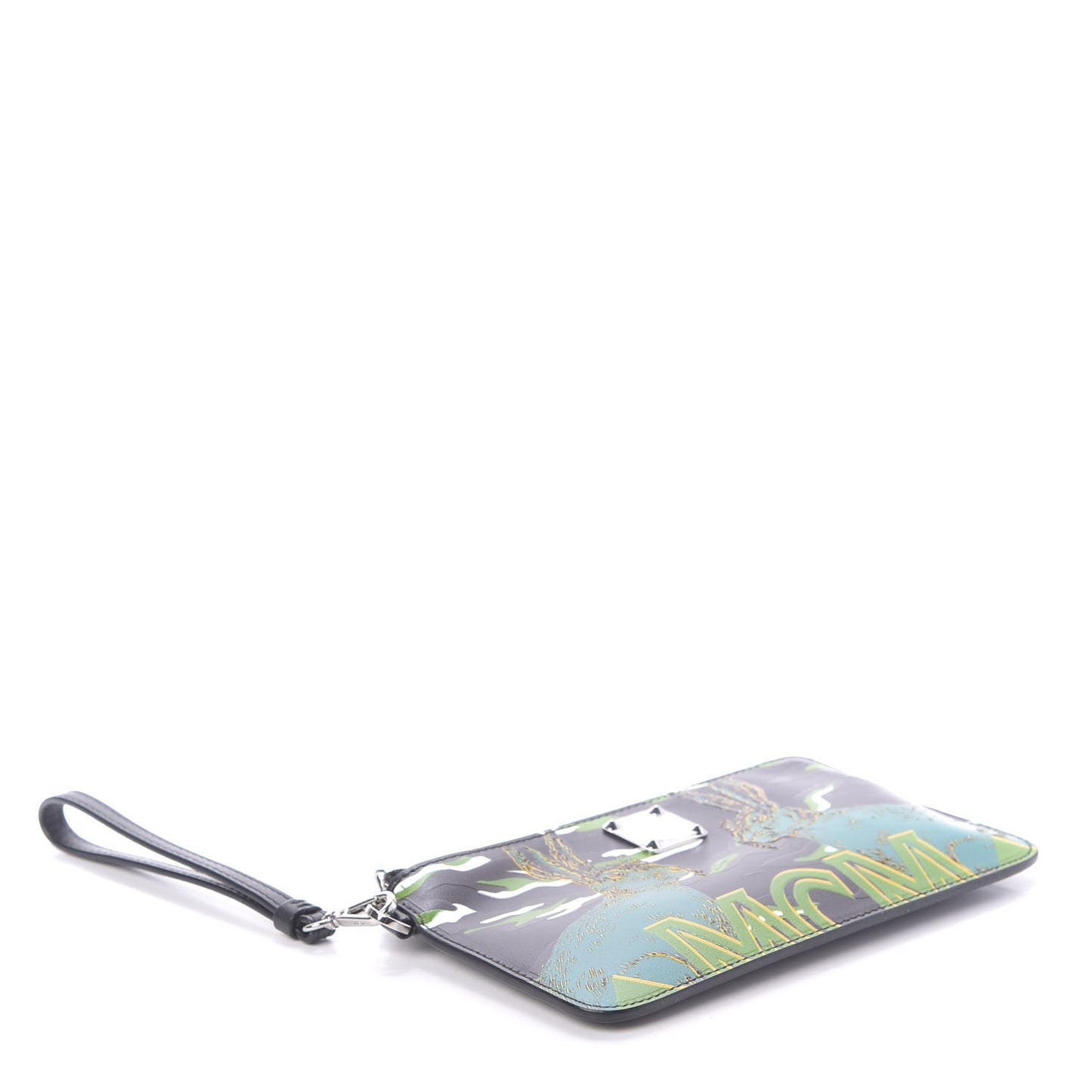 Calfskin Pop Rabbit Large Wristlet Zip Wallet Black