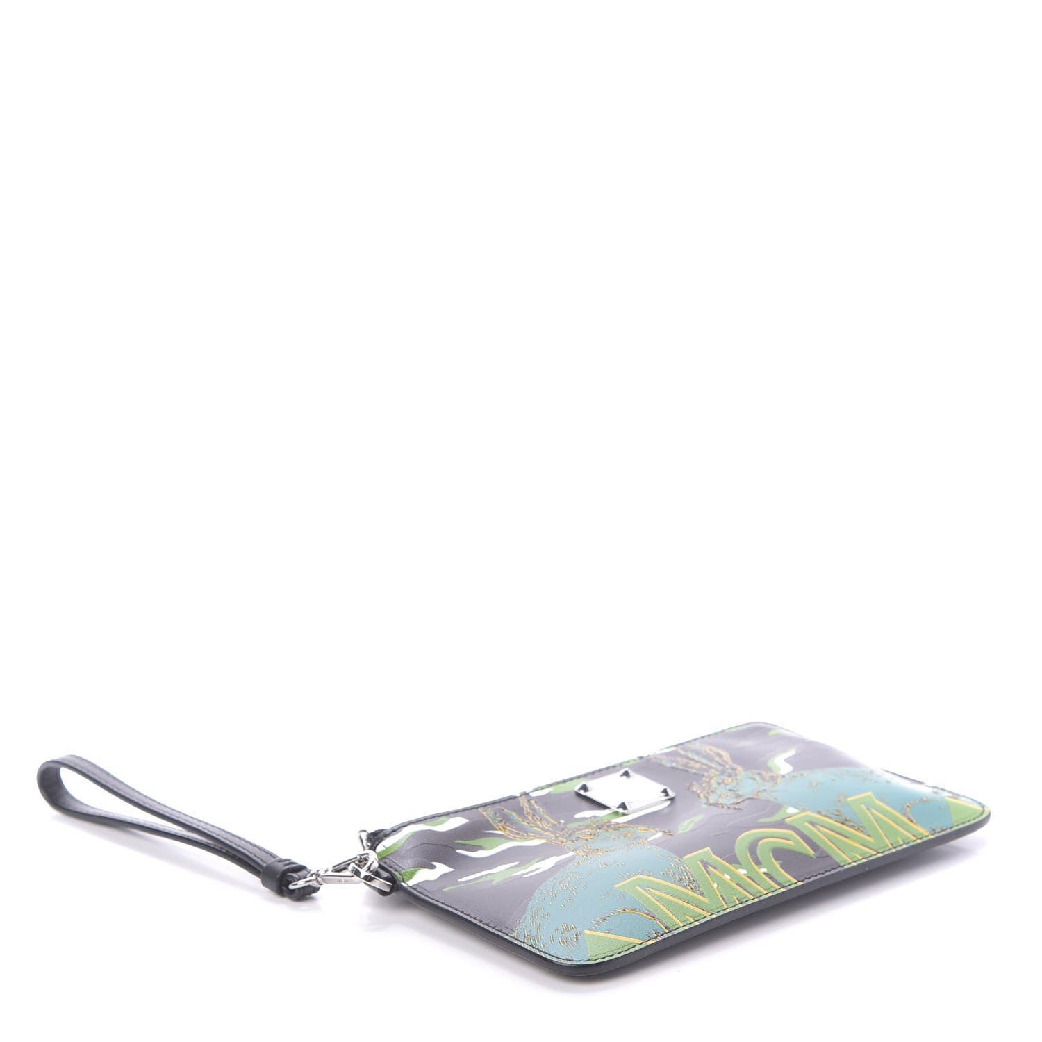 MCM Calfskin Pop Rabbit Large Wristlet Zip Wallet Black 3 of 9