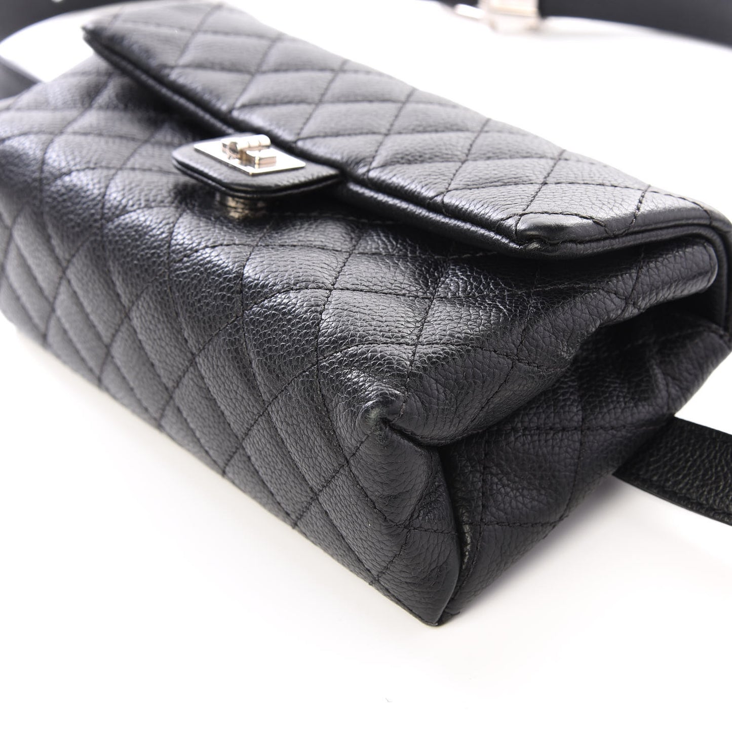 Grained Calfskin Quilted 2.55 Reissue Flap Belt Bag Clutch Black