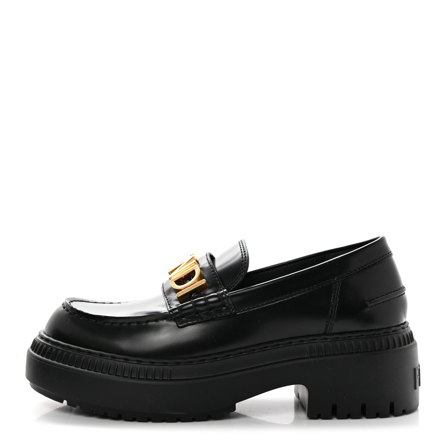 Fendi Vitello Abrasivato Fendigraphy 50mm Loafers 37 Black 1 of 10