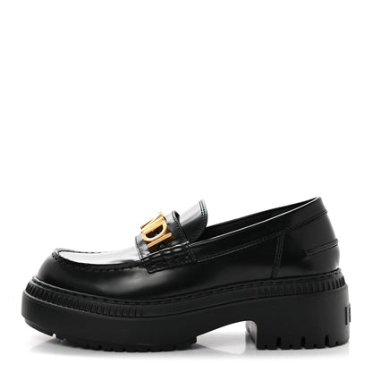 Fendi Vitello Abrasivato Fendigraphy 50mm Loafers 37 Black 1 of 10