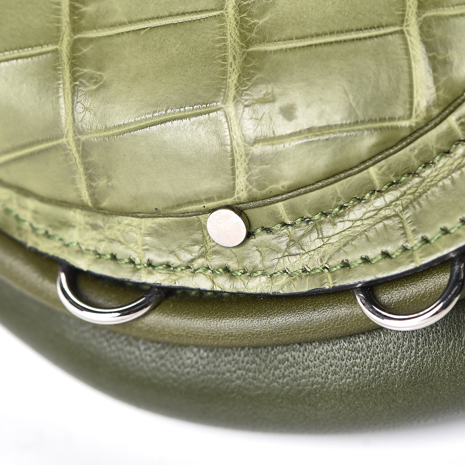Hermes Crocodile Niloticus Ultra Soft Mini Steinkraus Saddle Vert Pelouse 24 of 34