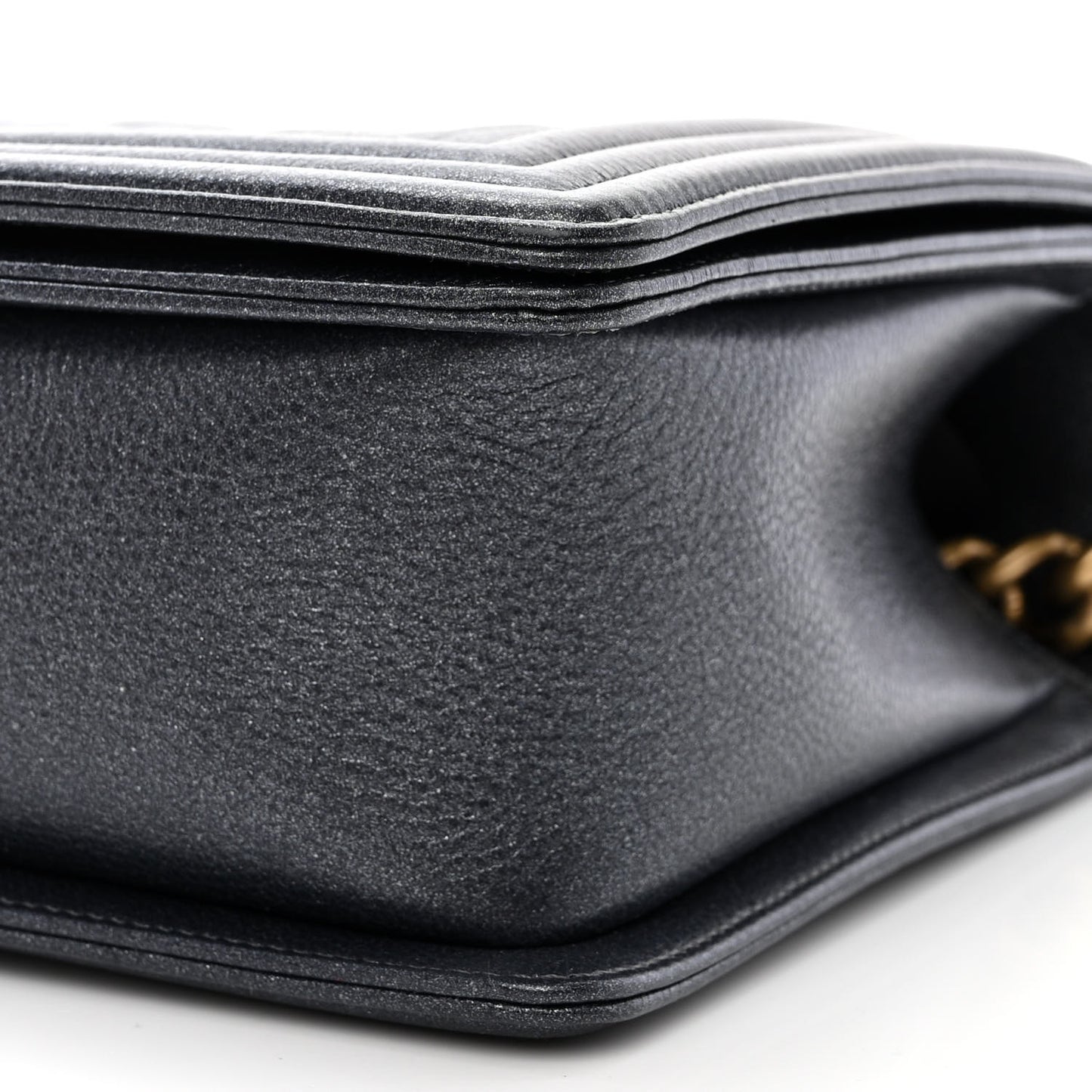 Metallic Calfskin Quilted New Medium Boy Flap Charcoal