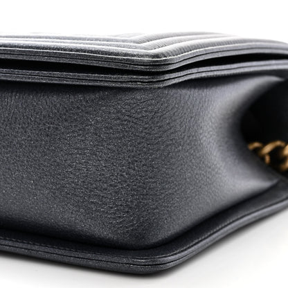 Chanel Metallic Calfskin Quilted New Medium Boy Flap Charcoal 10 of 12
