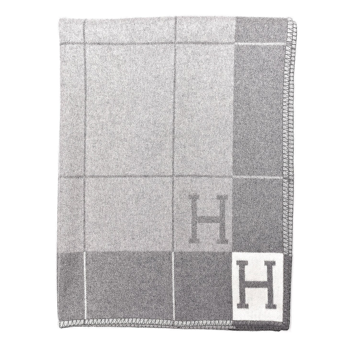 Wool Cashmere Avalon III Blanket Ecru Gris Clair