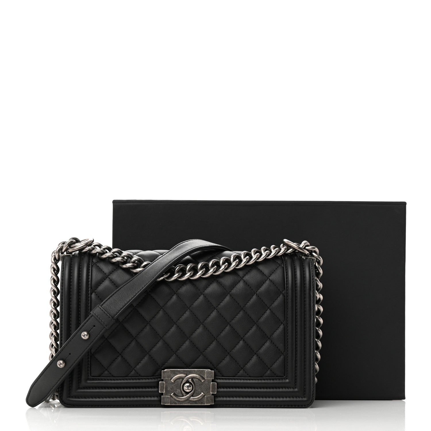 Chanel Calfskin Quilted Medium Boy Flap Black 14 of 14