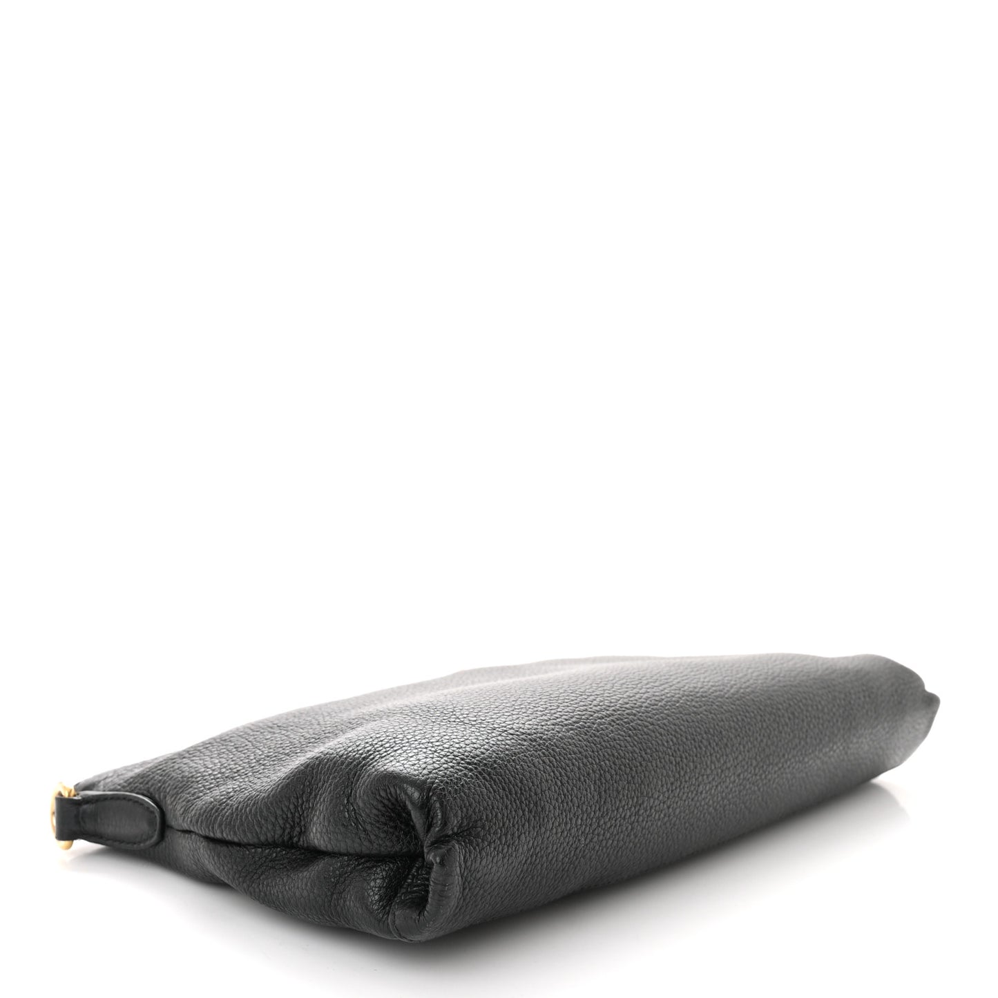 Vitello Daino Zippered Shoulder Bag Black