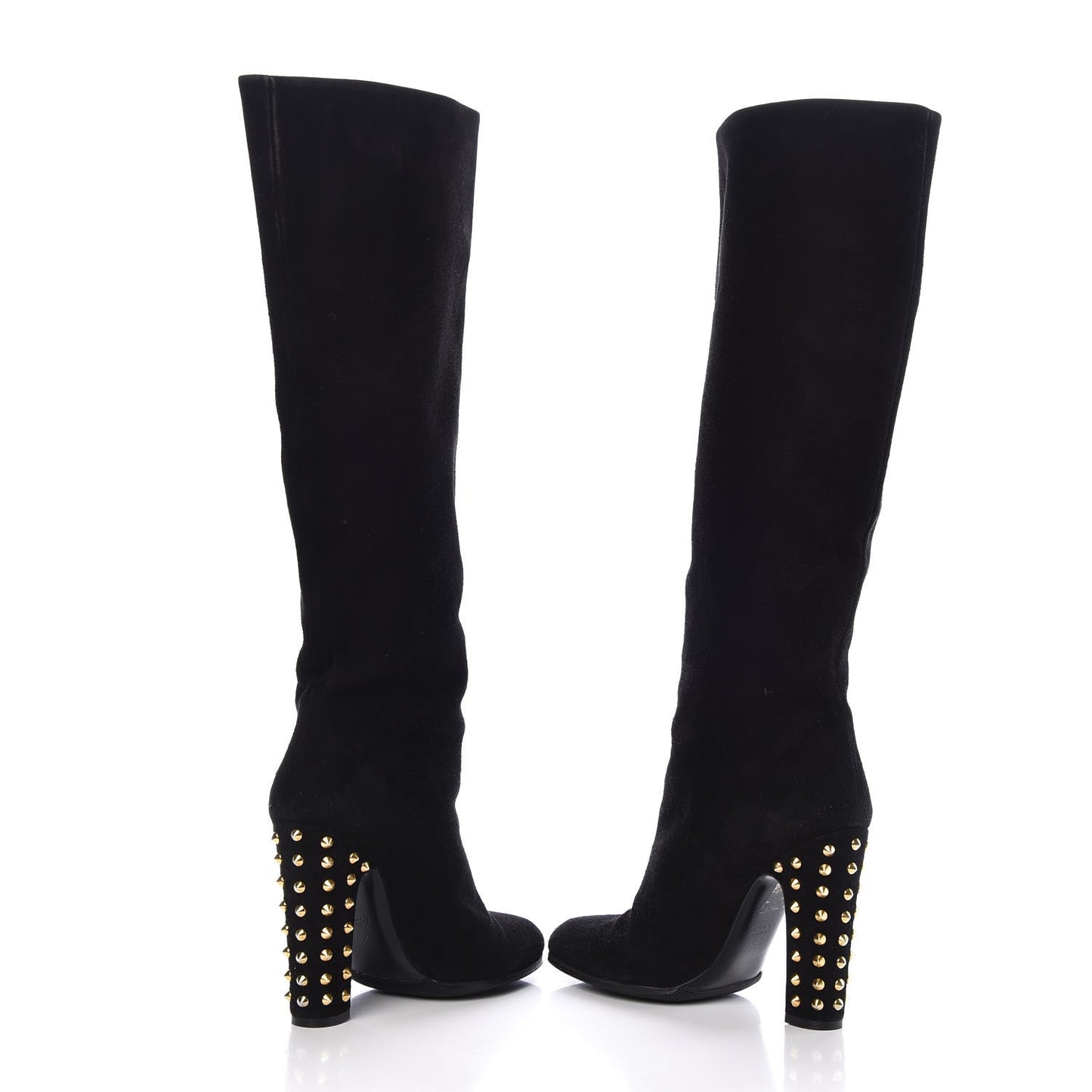 Suede Studded Jacquelyne Knee High Boots 36.5 Black