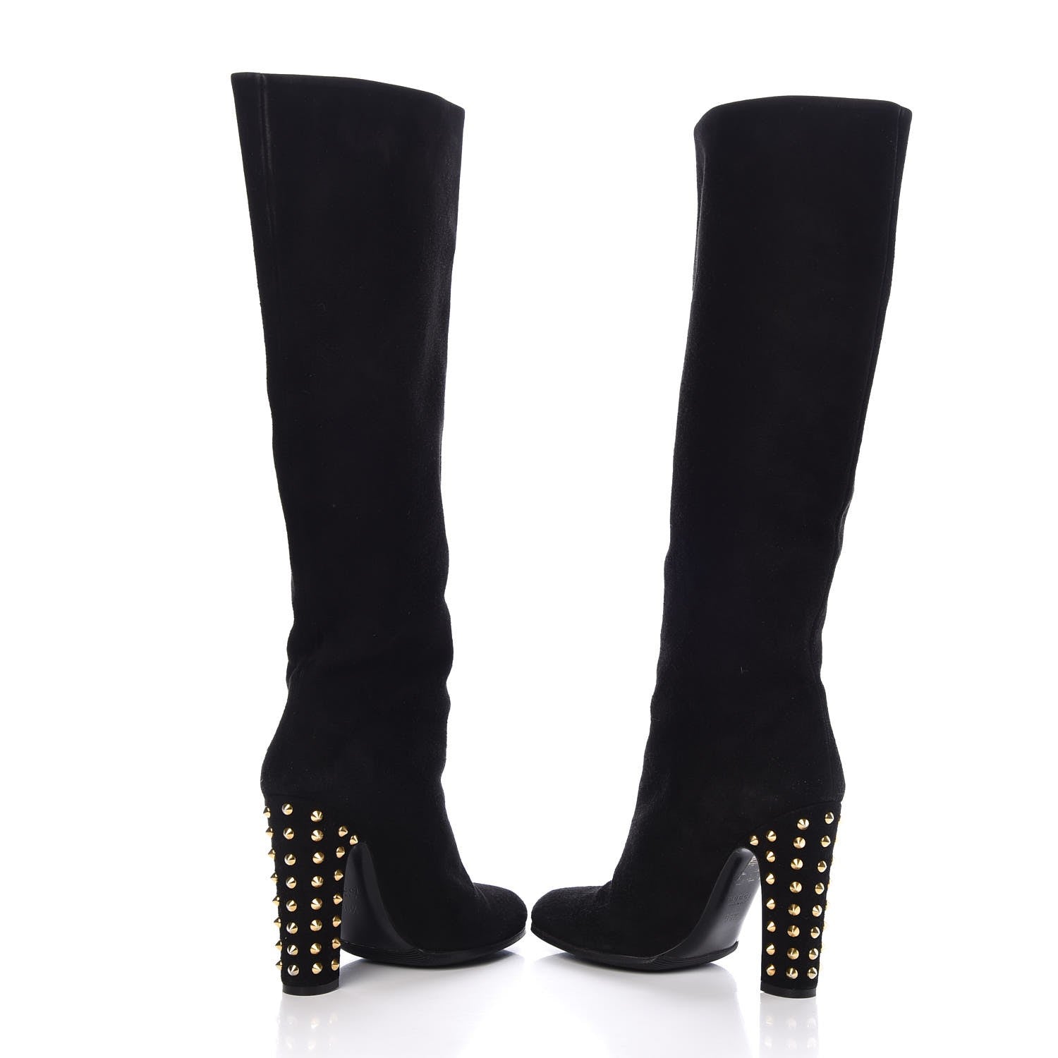 Gucci Suede Studded Jacquelyne Knee High Boots 36.5 Black 6 of 9