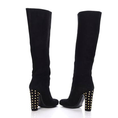 Gucci Suede Studded Jacquelyne Knee High Boots 36.5 Black 6 of 9