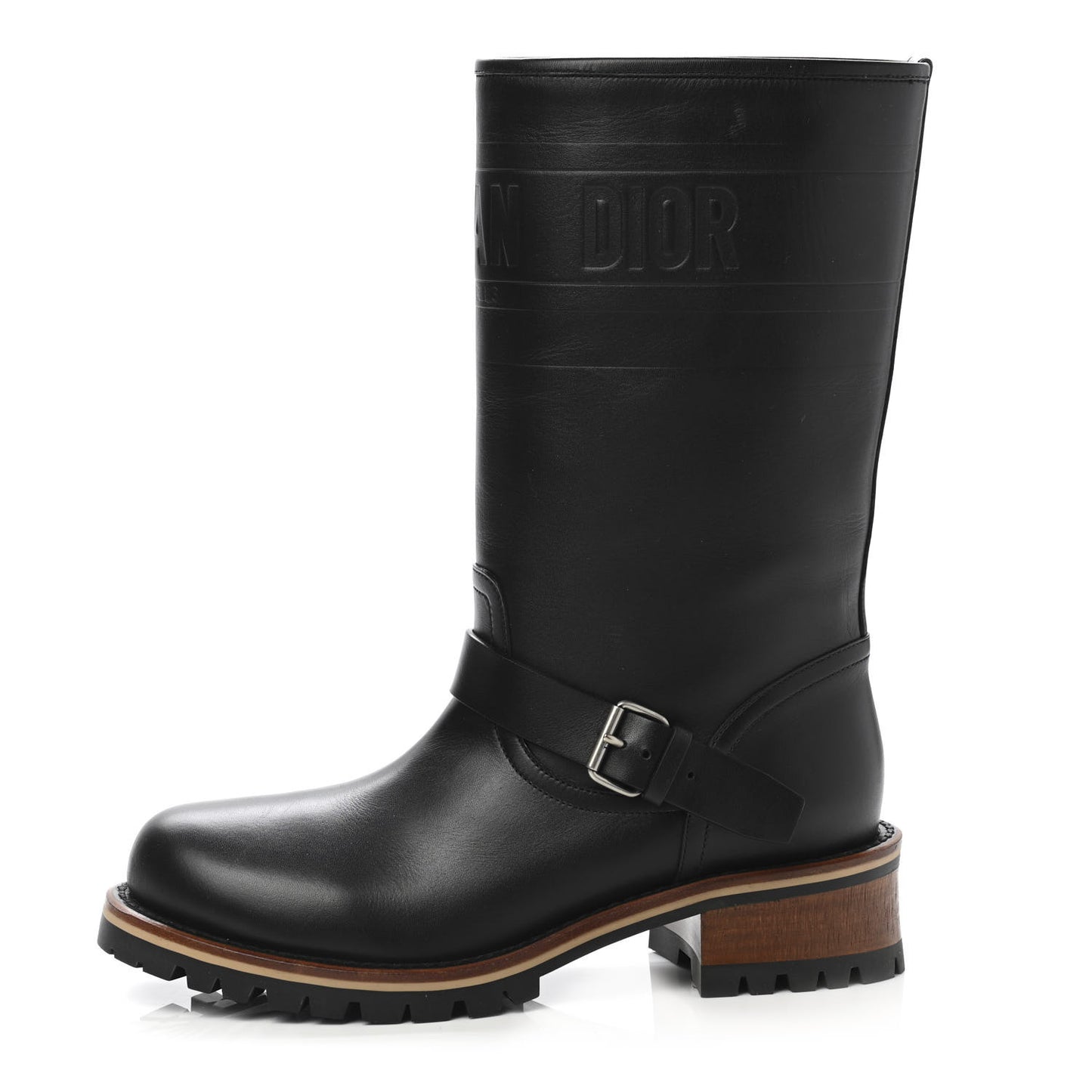 Calfskin Embossed Dior Quest 35mm Biker Boots 37 Black