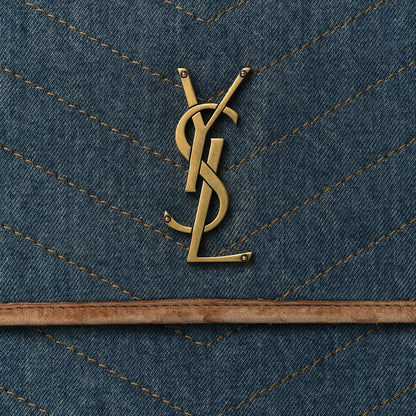 Saint Laurent Denim Suede Monogram Medium Niki Chain Satchel Blue Cinnamon 7 of 9