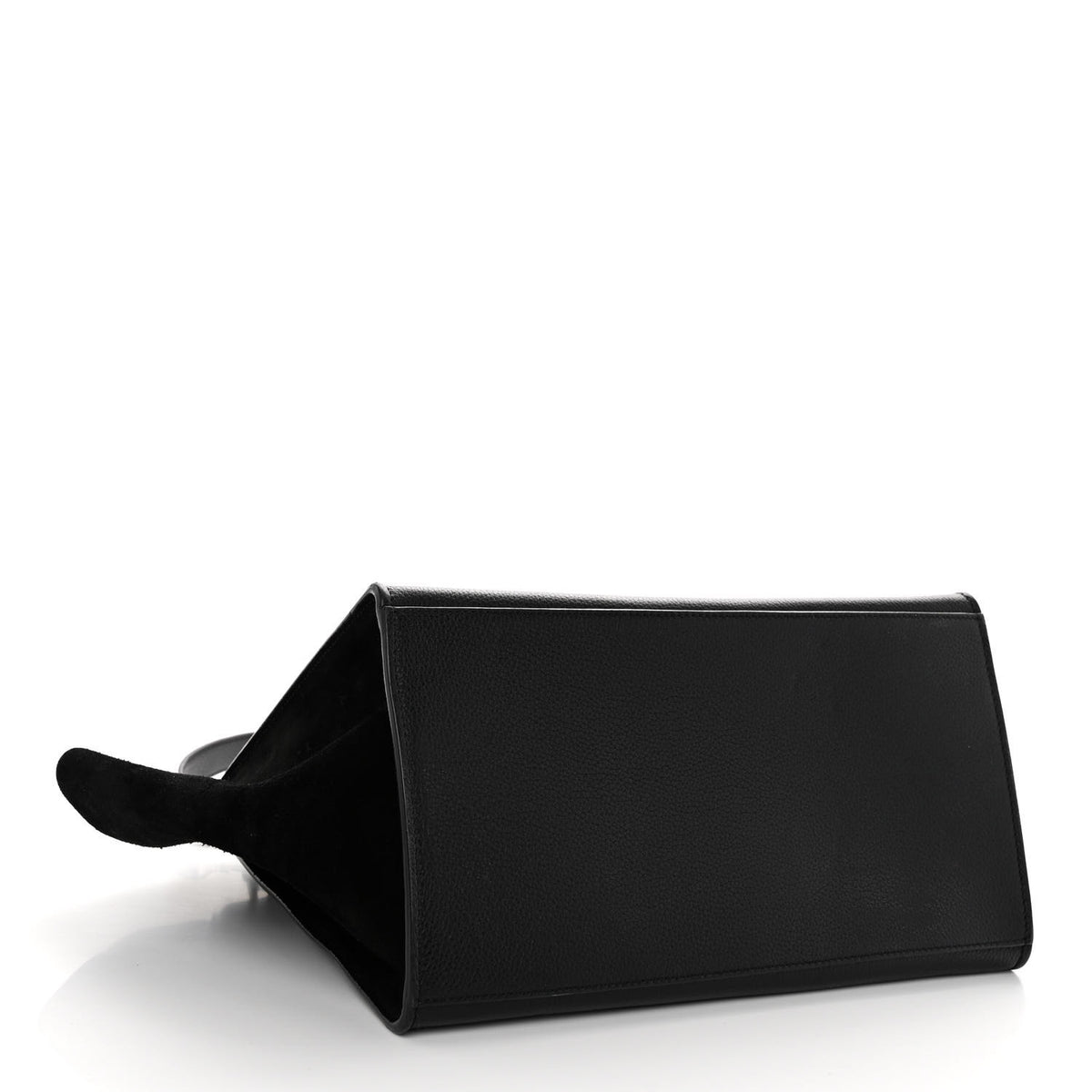Drummed Calfskin Suede Medium Trapeze Black