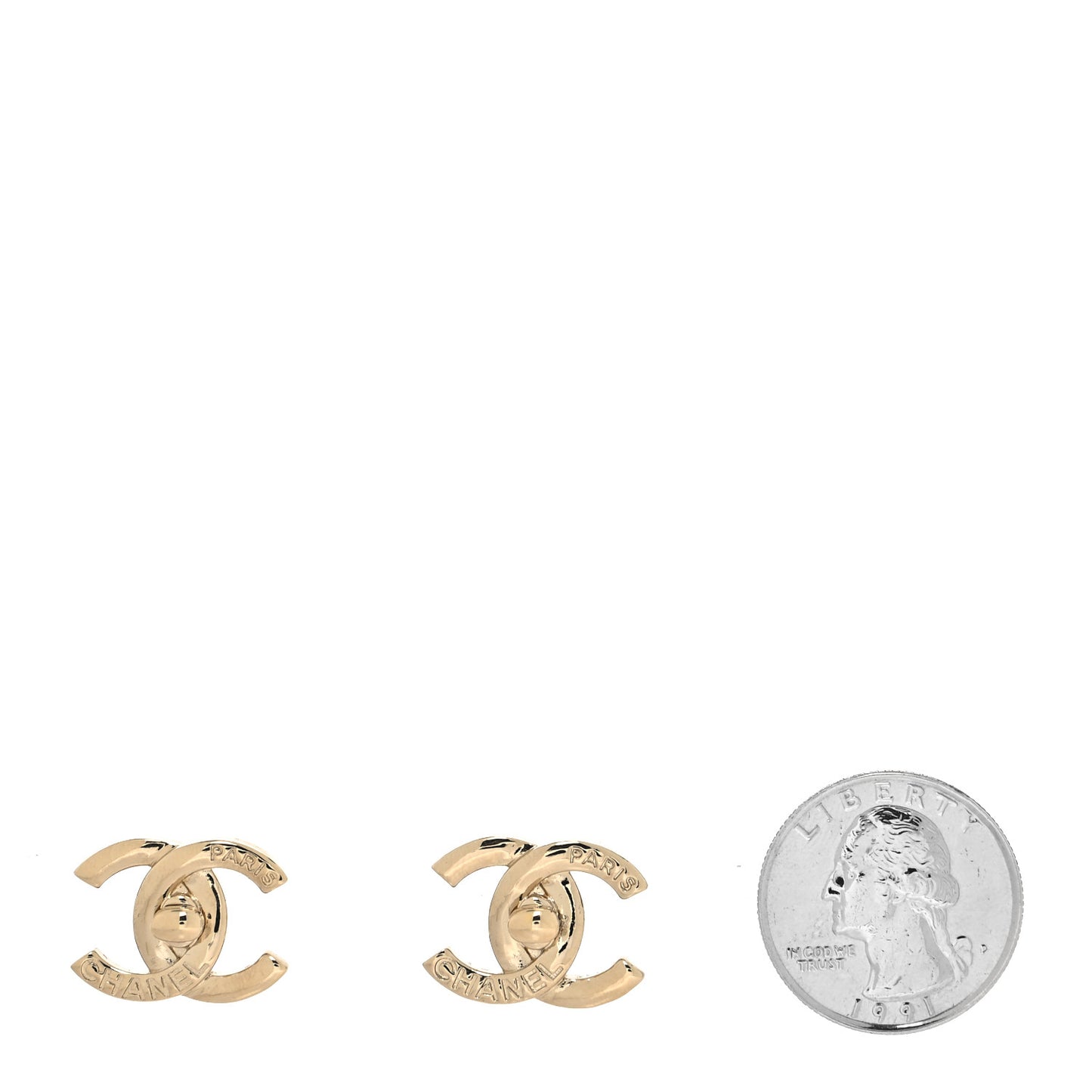 Metal Logo CC Turnlock Earrings Gold