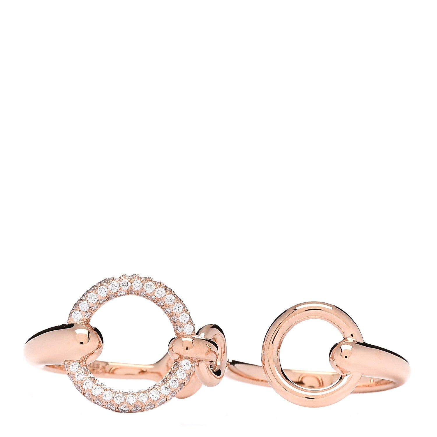 Hermes 18K Rose Gold Diamond GM Filet d'Or Double Ring 54 7 1 of 5