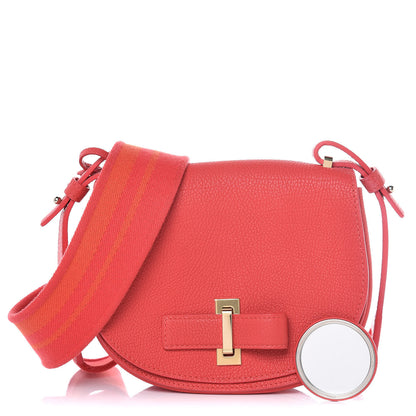 Delvaux Crispy Calfskin Mini Le Mutin Saddle Bag Coral 3 of 9