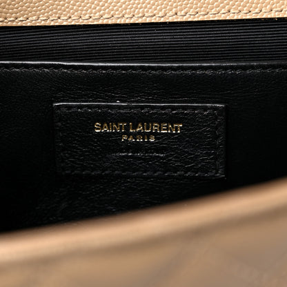 Saint Laurent Grain De Poudre Textured Mixed Matelasse Medium Triquilt Monogram Satchel Natural Tan 6 of 18
