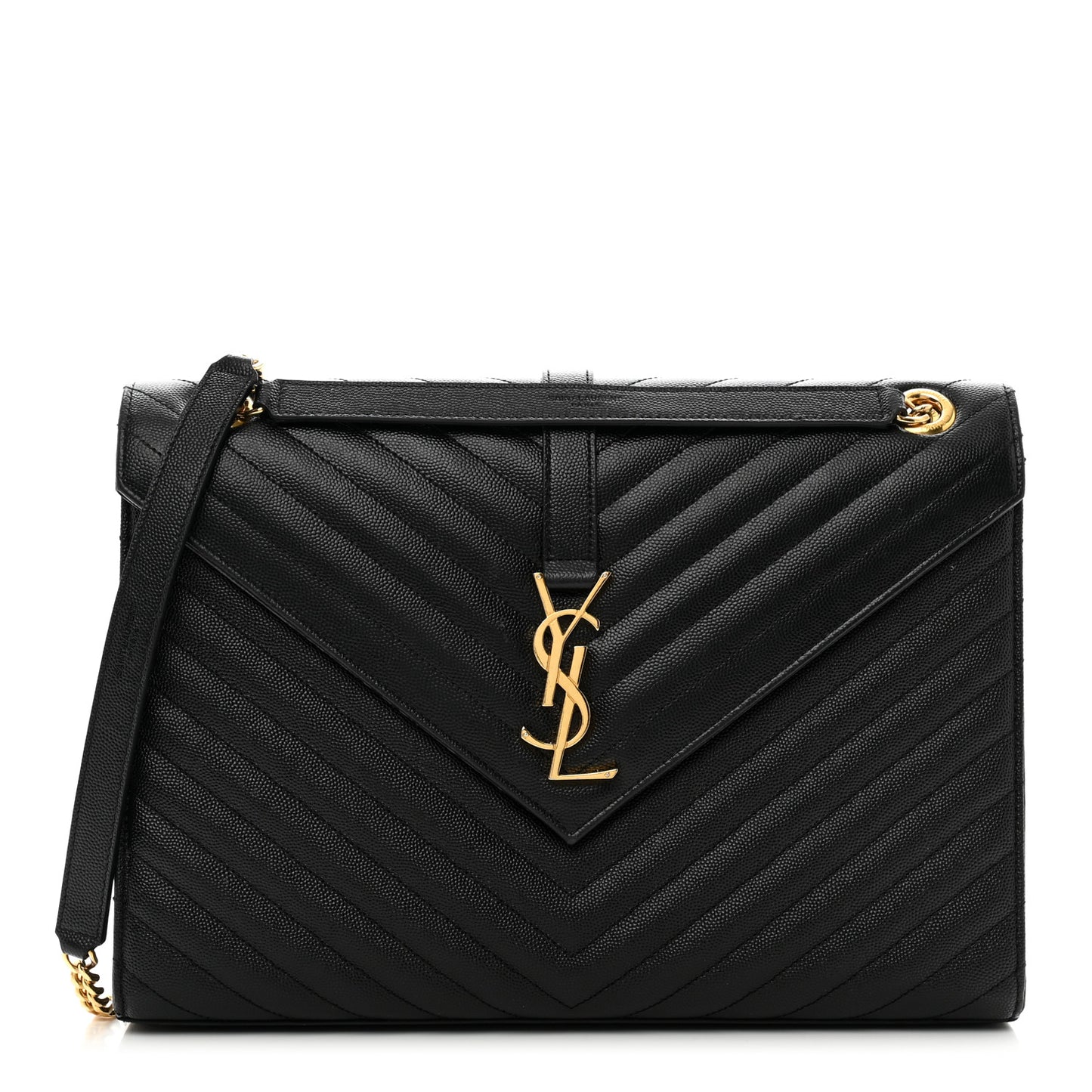 Grain De Poudre Matelasse Chevron Large Monogram Satchel Black