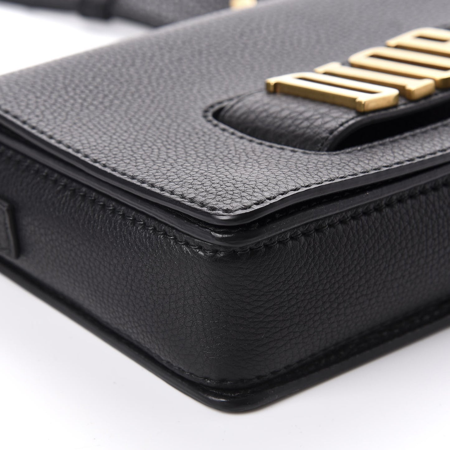 Grained Calfskin Dio(r)evolution Flap Bag Black