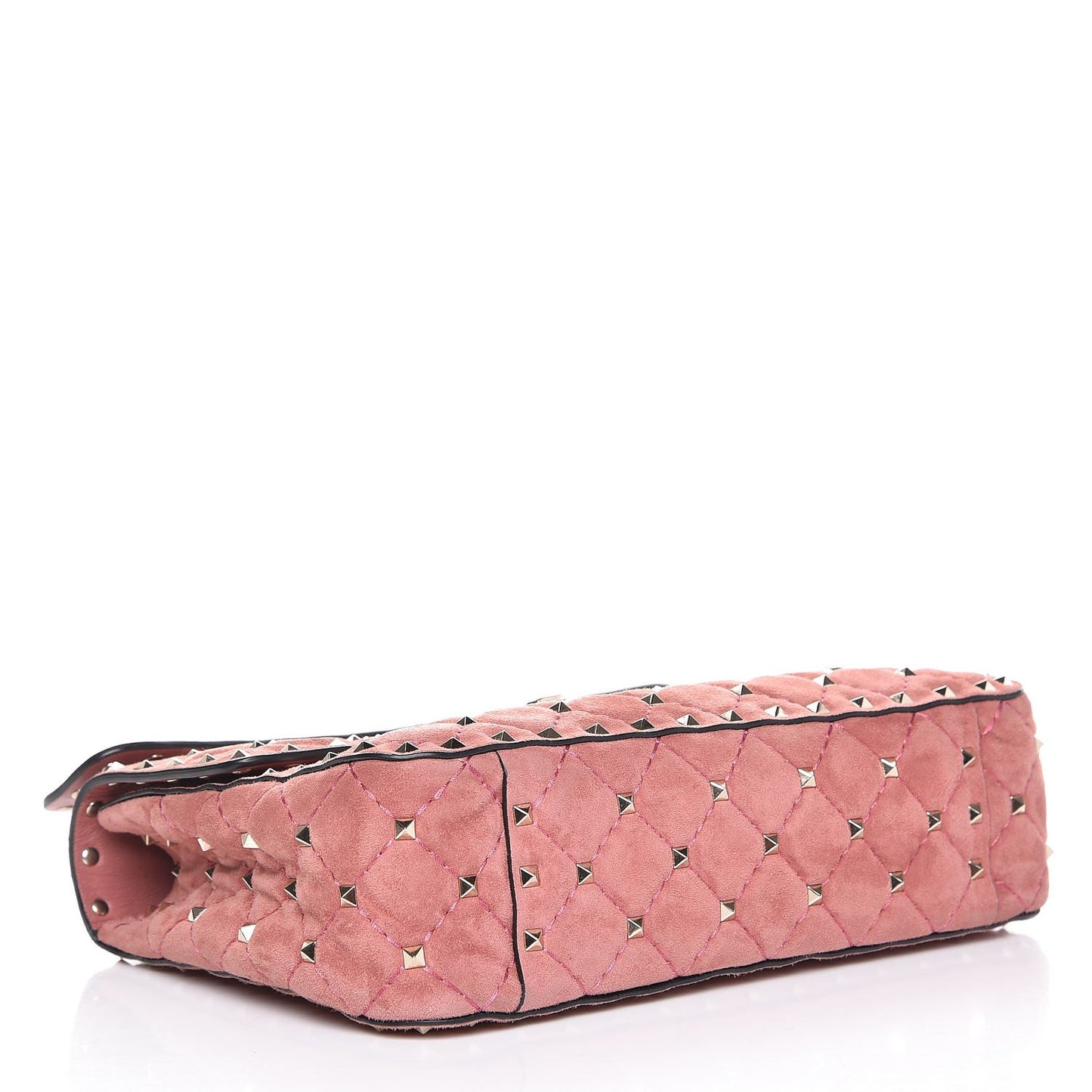 Suede Medium Rockstud Spike Shoulder Bag Antico Rosa