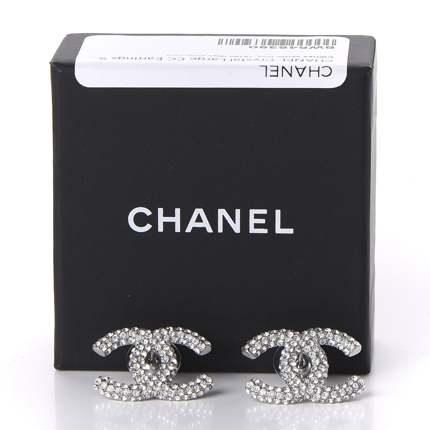 Chanel Crystal Large CC Earrings Silver 5 of 5