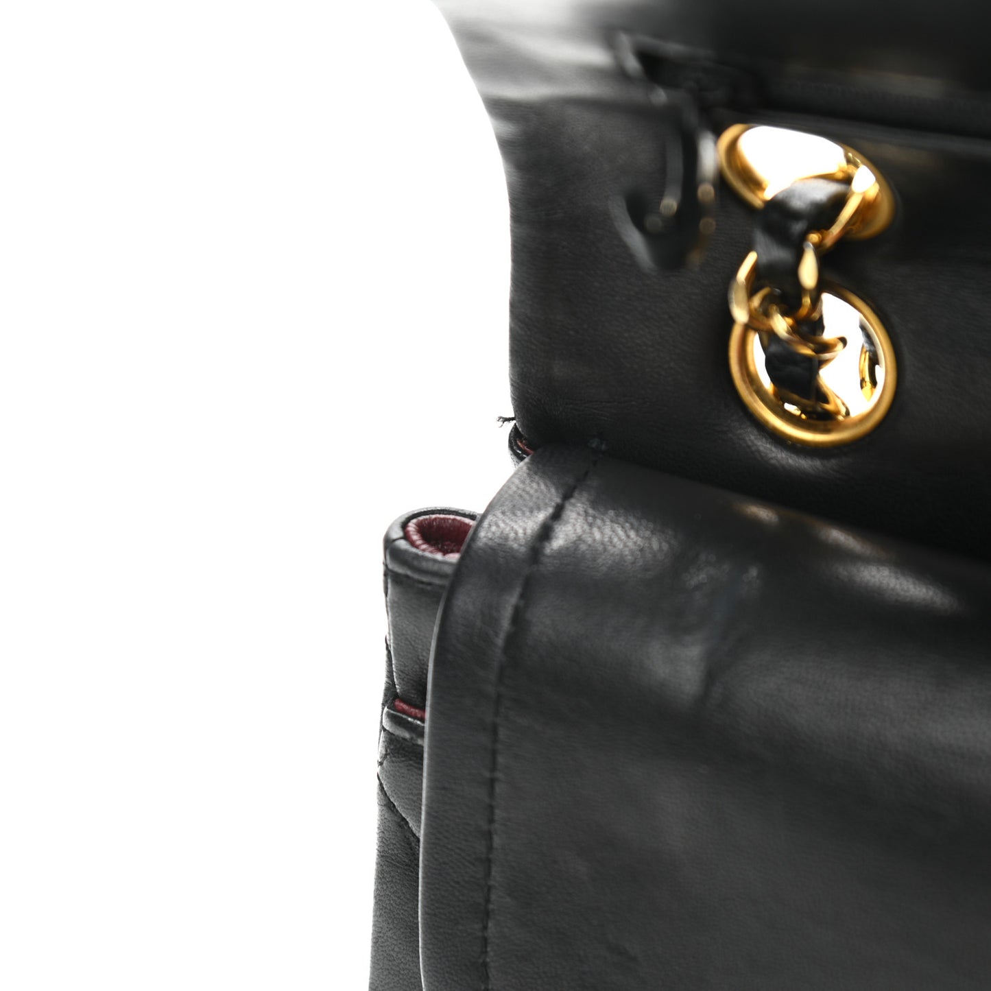 Lambskin Quilted Small Double Flap Black