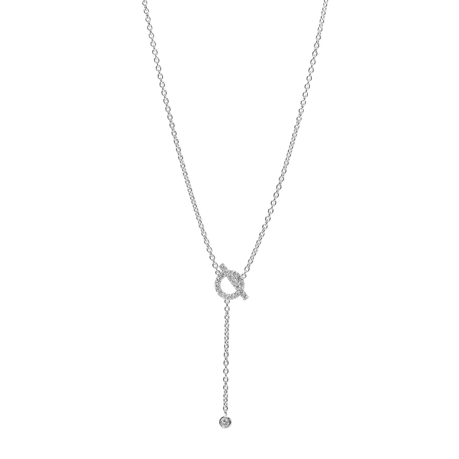 Hermes 18K White Gold Diamond Finesse Lariat Necklace 1 of 5
