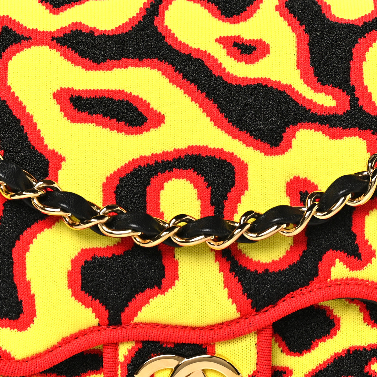 Chanel Mixed Fibers Magma Maxi Flap Yellow Black Red 7 of 10