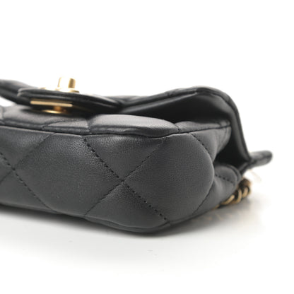 Chanel Calfskin Quilted Lady Handle Flap Card Holder With Chain Black 10 of 12