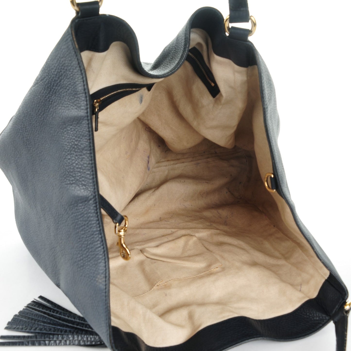 Pebbled Calfskin Large Soho Shoulder Bag Blue