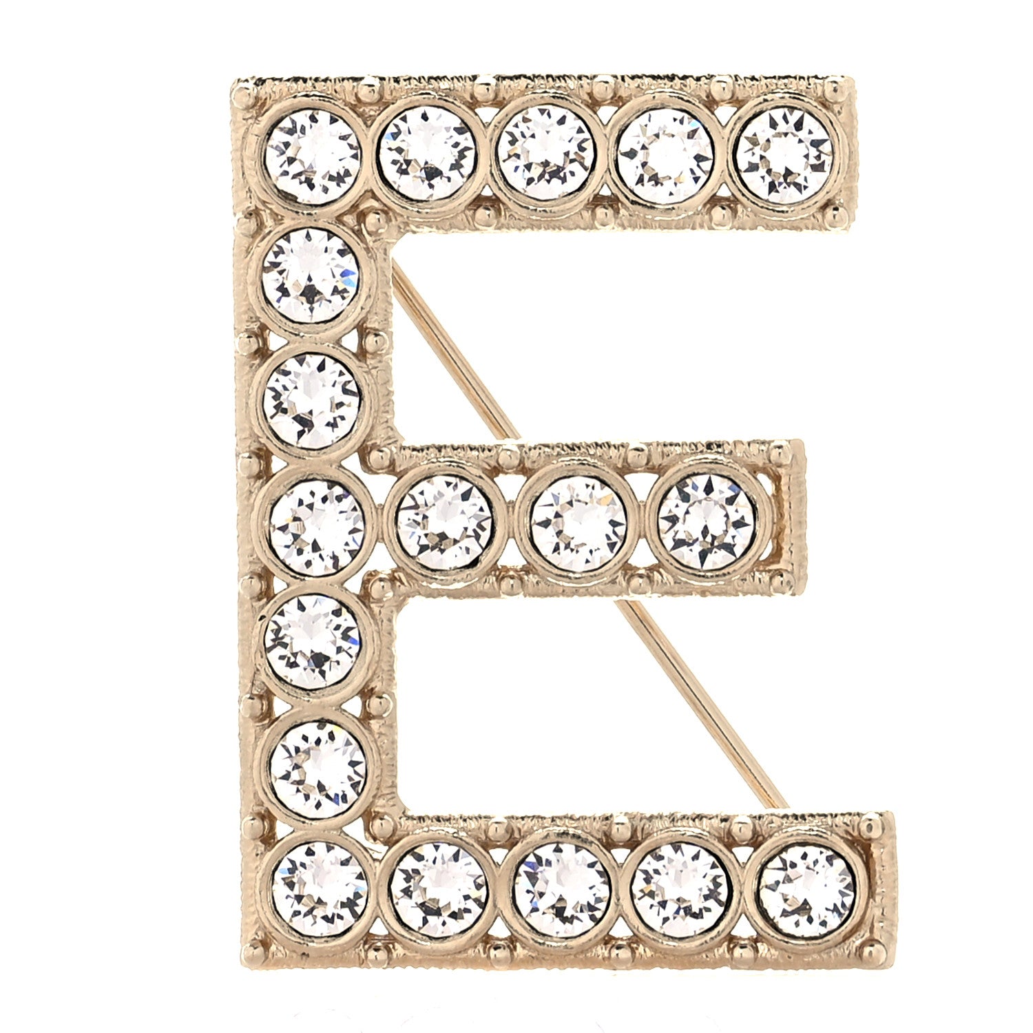 Chanel Crystal Cha-Nel Logo Brooch Set Gold 7 of 9