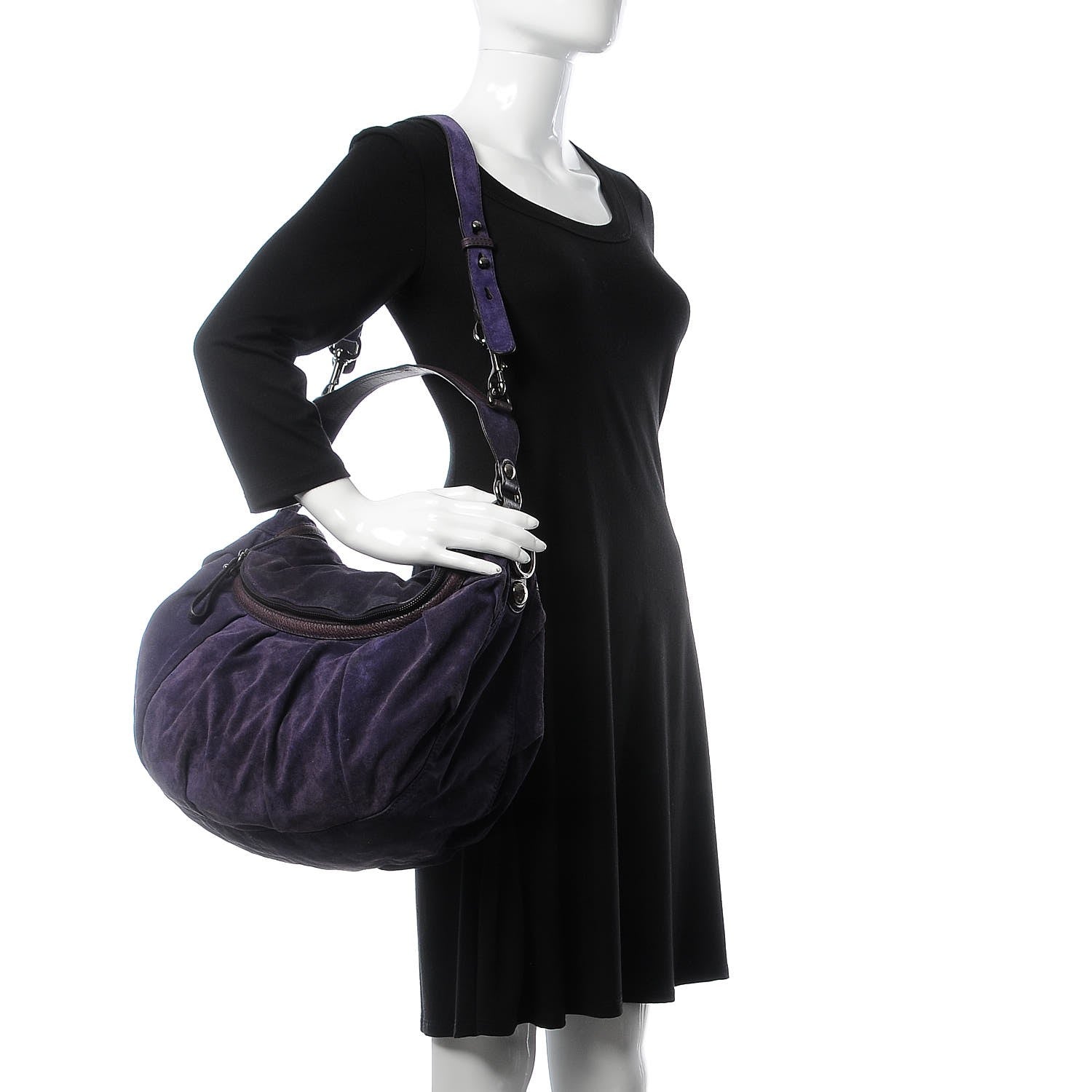 Gucci Suede Icon Bit Shoulder Bag Purple 2 of 11