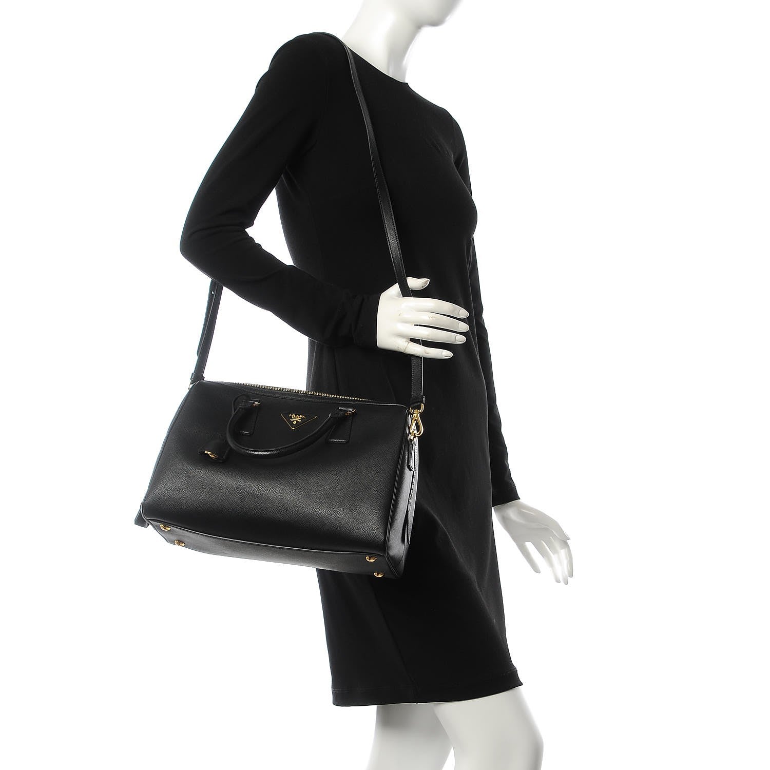 Prada Saffiano Lux Bowler Black 2 of 8