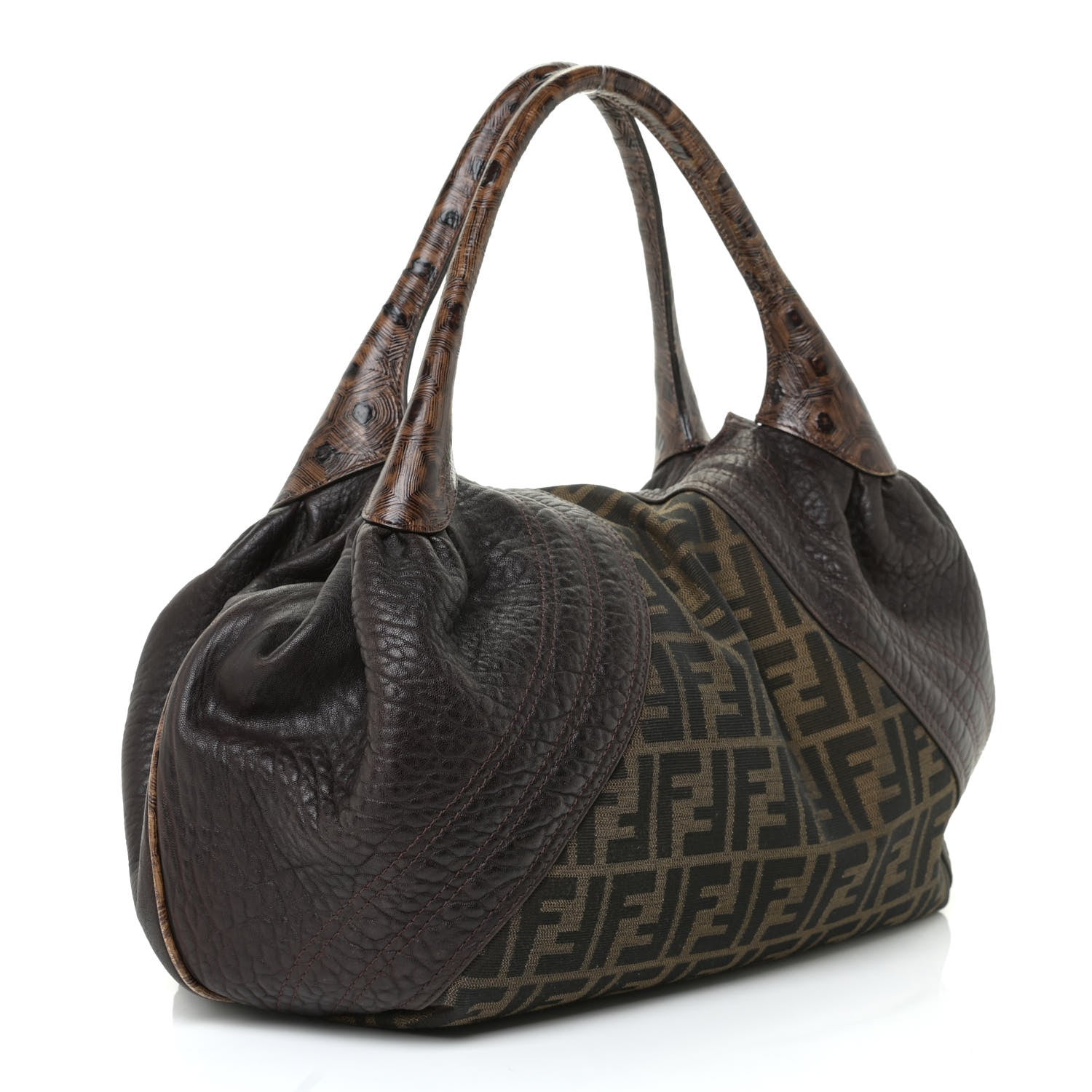 Fendi Zucca Nappa Nuvolata Vitello Tortuga Spy Tobacco Moro 3 of 19
