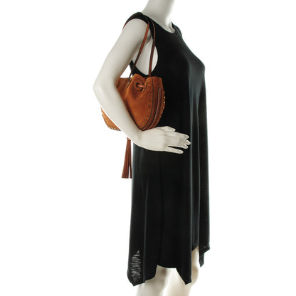 Chloe Suede Studded Small Inez Drawstring Bag Caramel 2 of 8