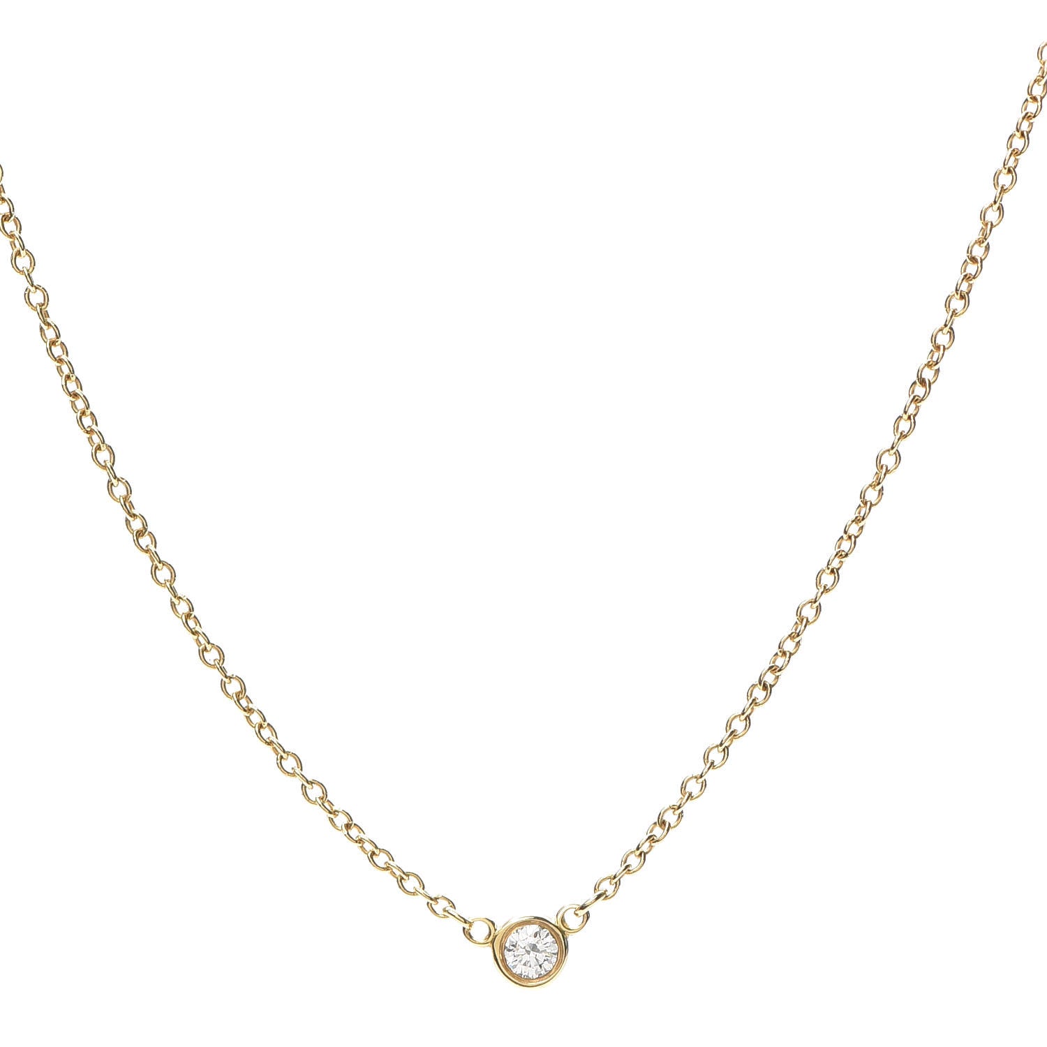 Tiffany 18K Yellow Gold Diamond .05ct Elsa Peretti Diamonds by the Yard Pendant Necklace 1 of 7