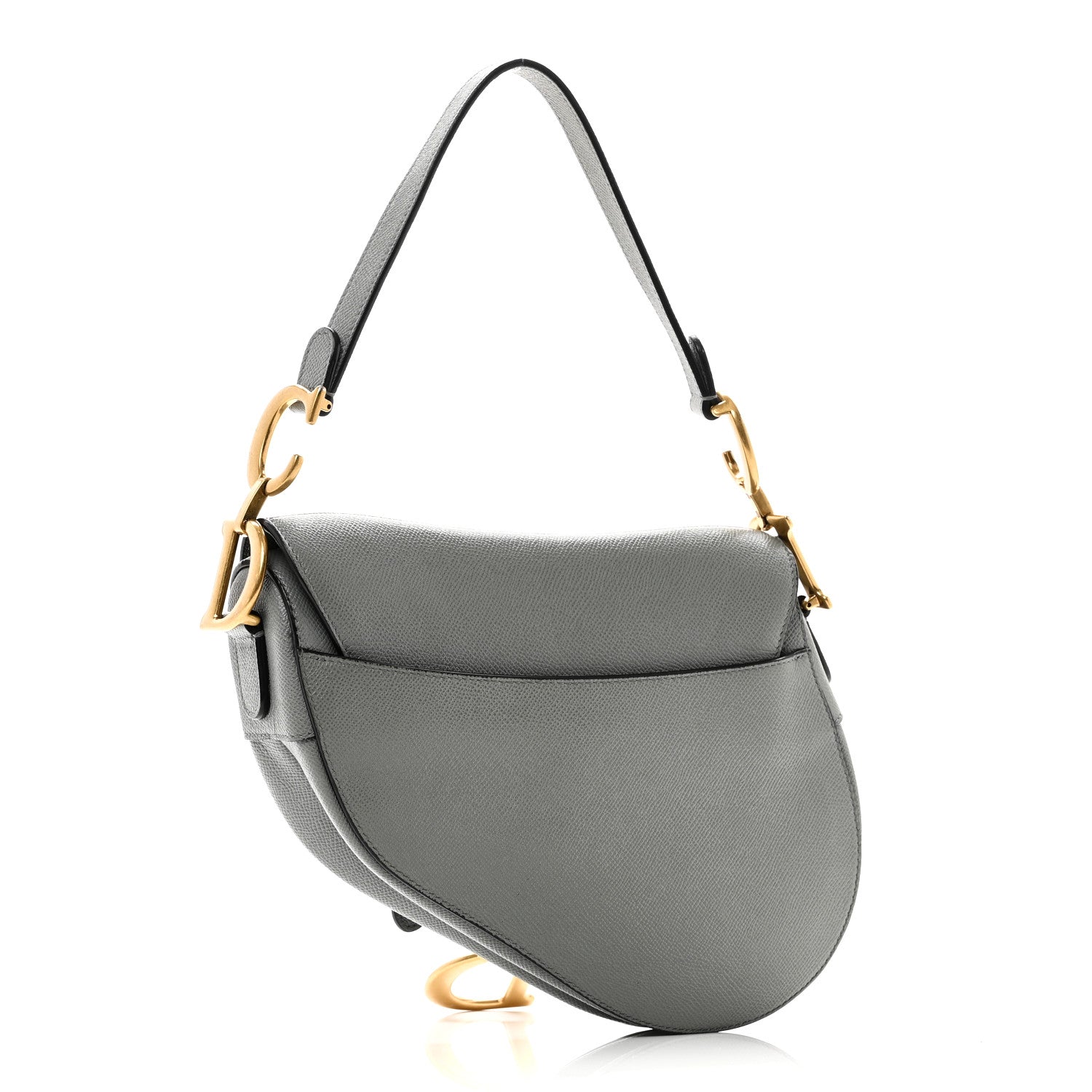 Christian Dior Grained Calfskin Saddle Bag Grey Stone 3 of 10