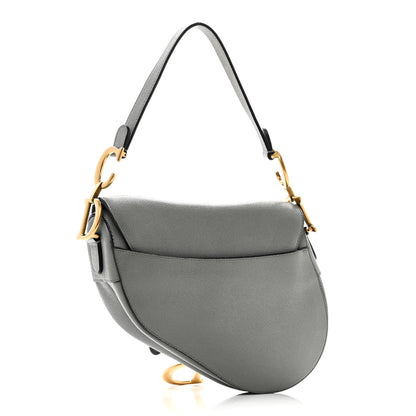Christian Dior Grained Calfskin Saddle Bag Grey Stone 3 of 10