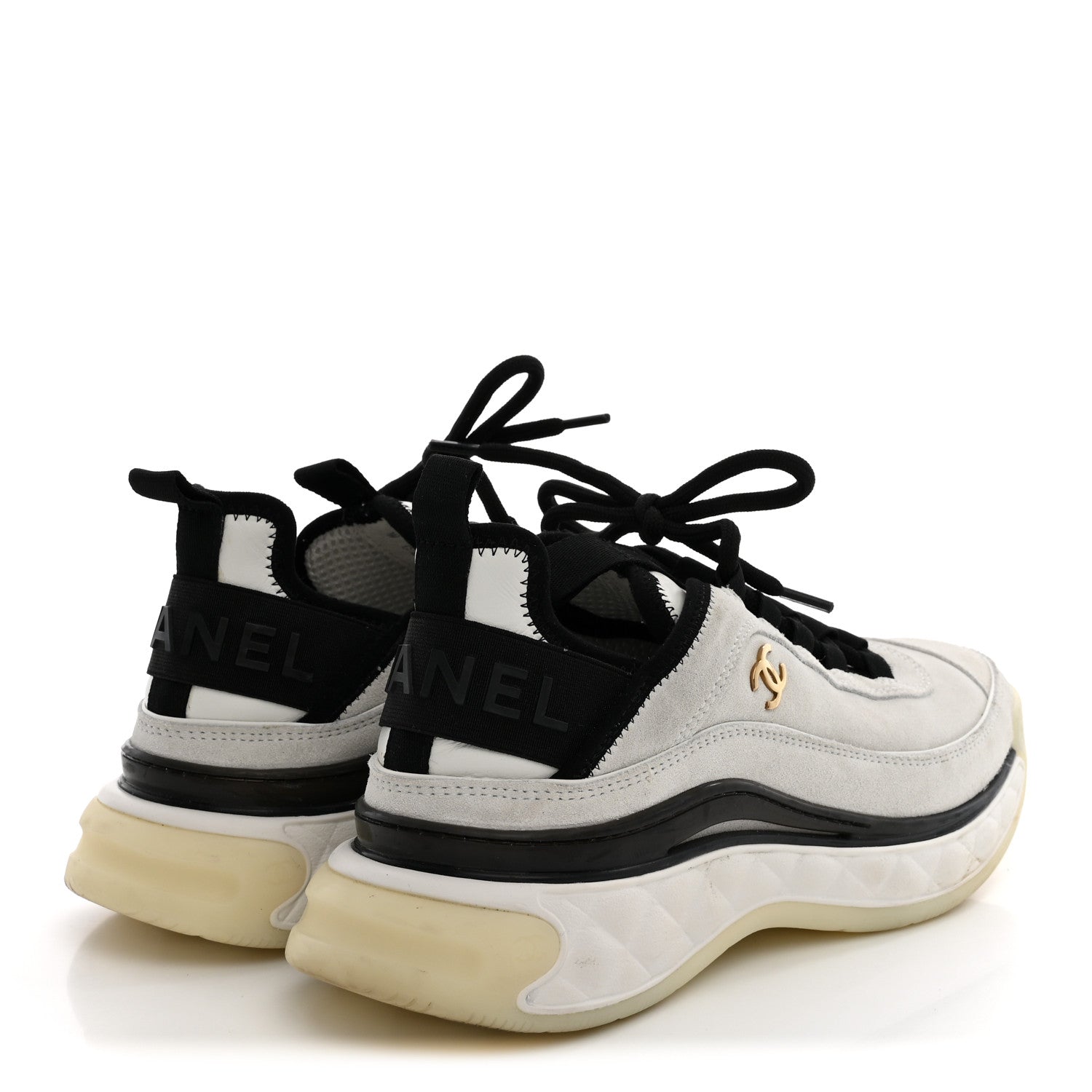 Chanel Suede Calfskin Nylon Grosgrain CC Sneakers 37.5 White 5 of 11