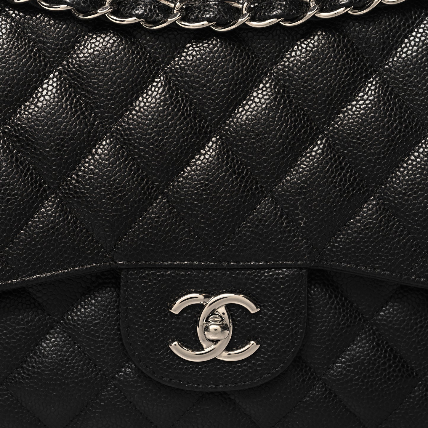 Caviar Quilted Jumbo Double Flap Black