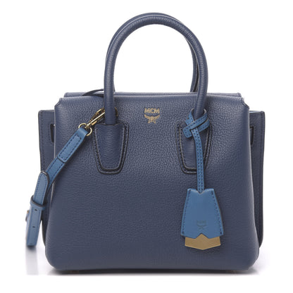 MCM Grained Calfskin Mini Milla Tote Navy 1 of 14