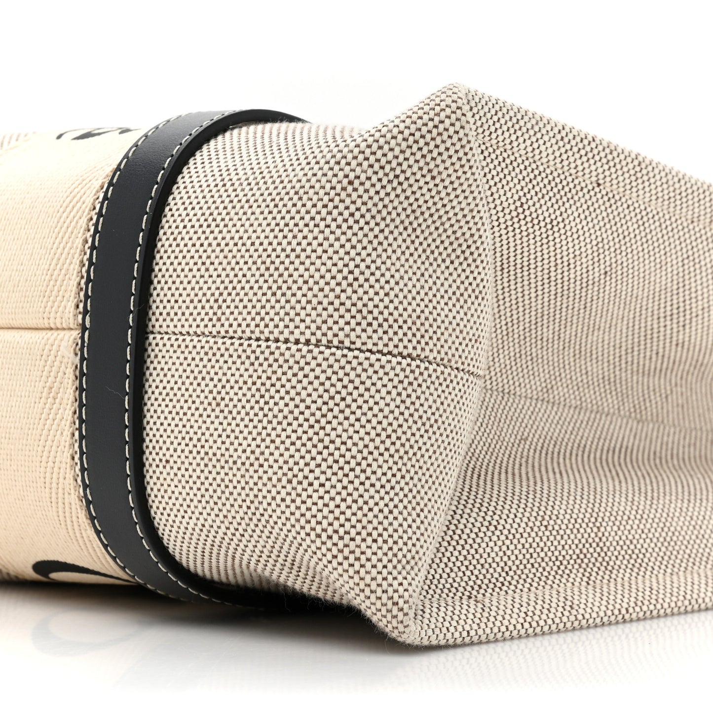 Cotton Calfskin Medium Woody Ribbon Tote White Black