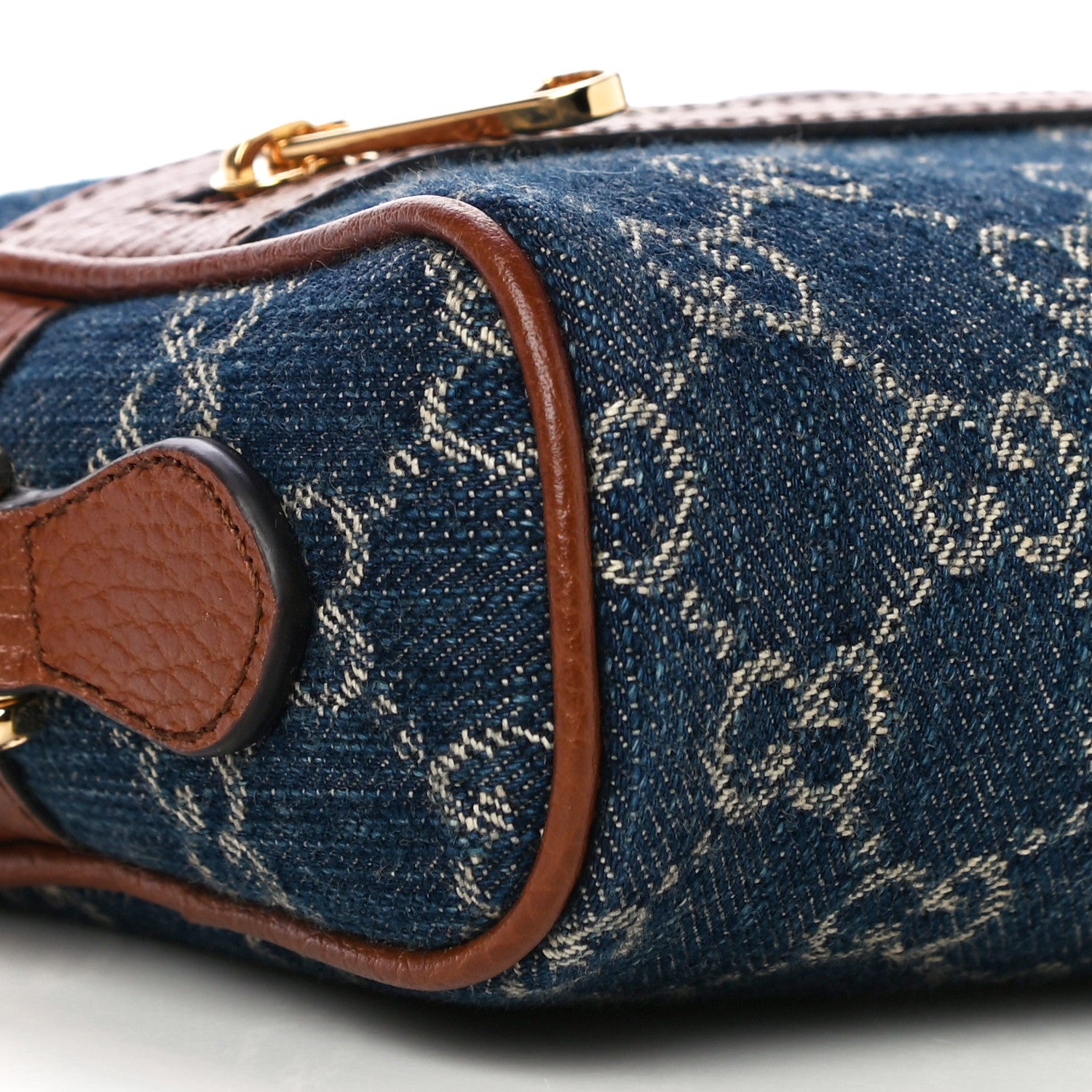 Gucci New Denim GG Monogram Dollar Calfskin Mini Ophidia Shoulder Bag Blue Tea Cuir Epilog 9 of 11