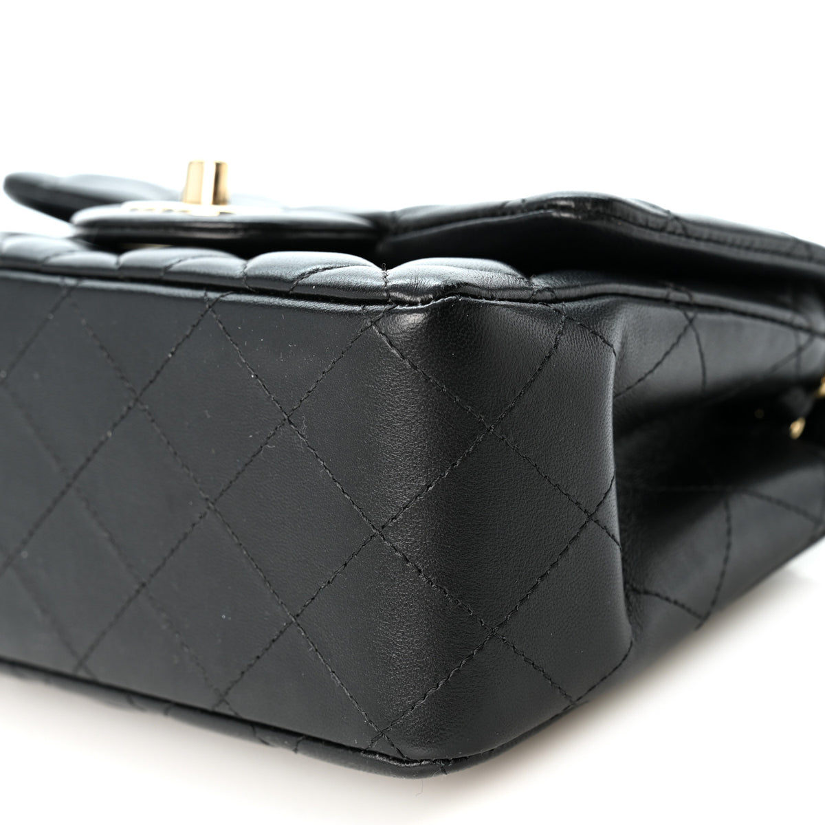 Lambskin Quilted Mini Square Flap Black