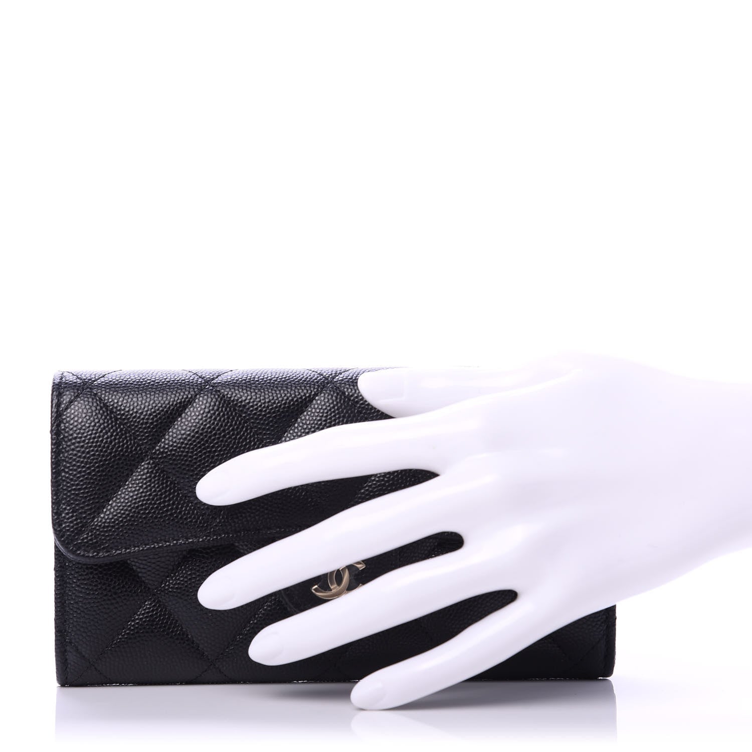 Chanel Caviar Quilted Medium Gusset Flap Wallet Black 2 of 8