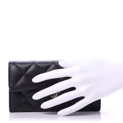 Chanel Caviar Quilted Medium Gusset Flap Wallet Black 2 of 8