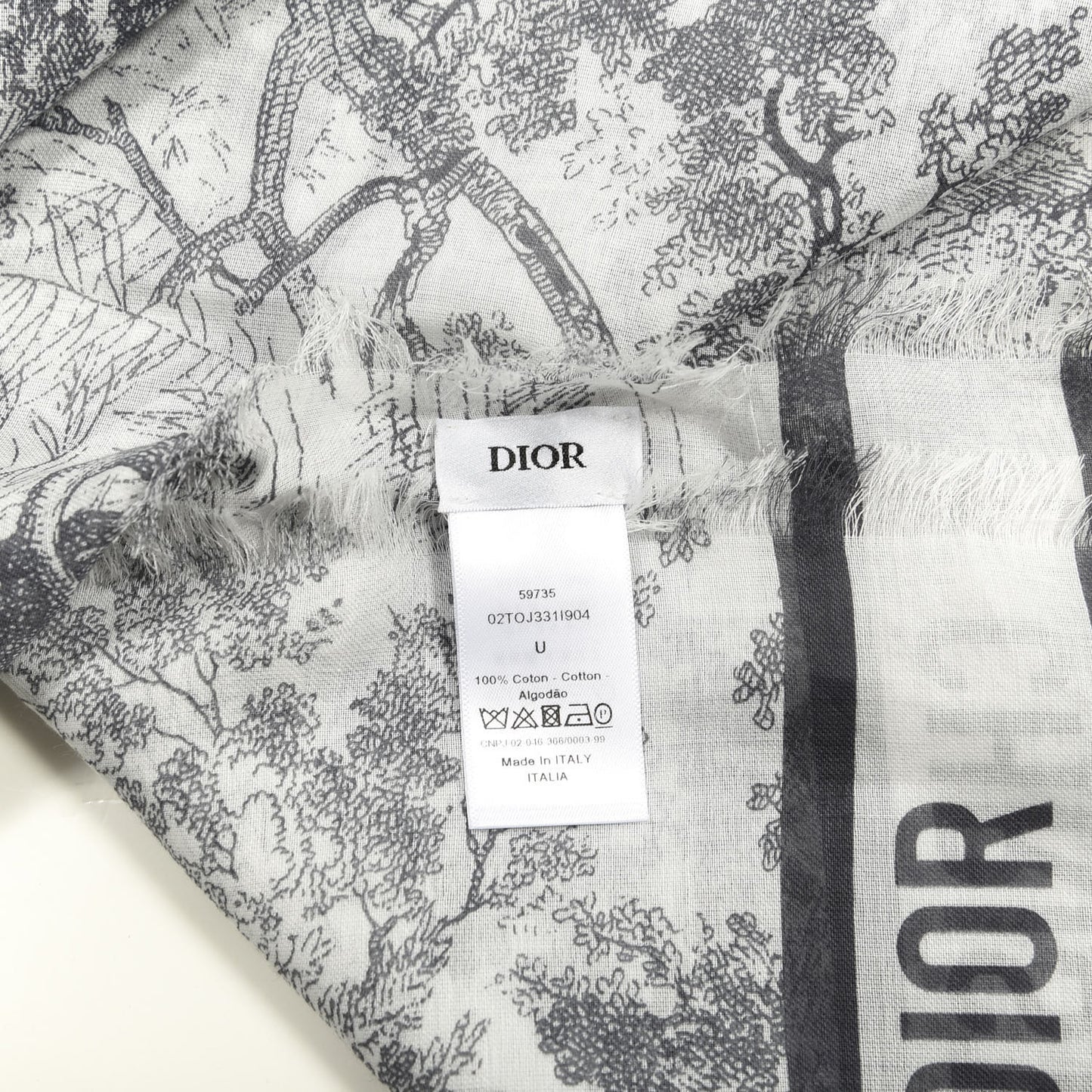 Wool Cashmere Silk Dioriviera Toile De Jouy Stole Grey